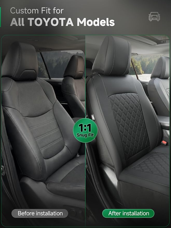 Faux Leather Seat Covers for Multiple Vehicles — Front Seat — Black
