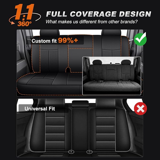 Faux Leather Seat Covers for Chevrolet Silverado / GMC Sierra — Full Set — Black