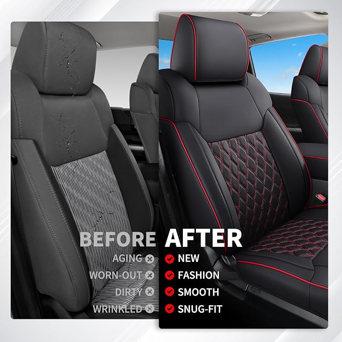 Seat Covers for Toyota Tacoma — Front Seat — Black / Red