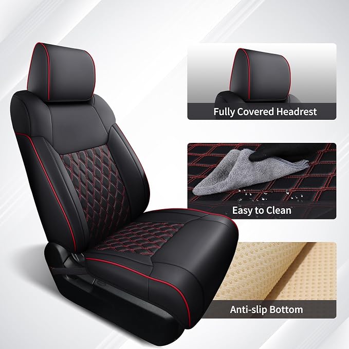 Seat Covers for Toyota Tacoma — Front Seat — Black / Red