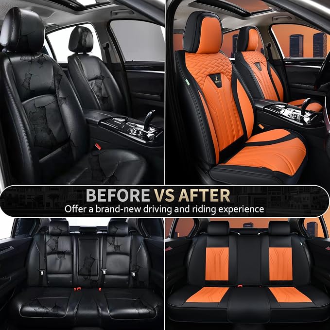 Universal Seat Covers — Full Set — Black / Orange