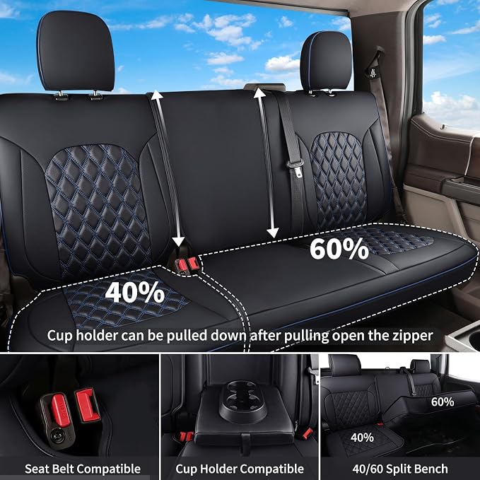 Seat Covers for Chevrolet Silverado / GMC Sierra — Black / Blue