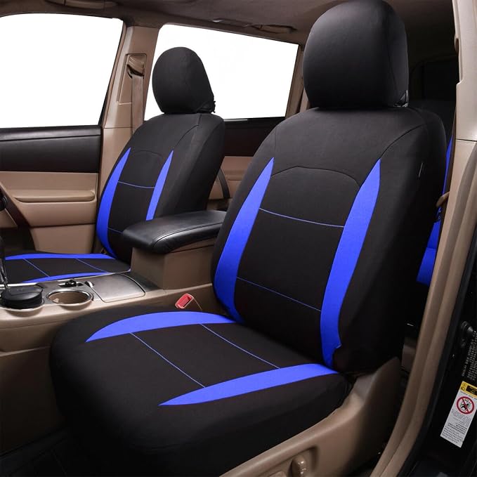 Fabric Car Seat Covers — Full Set — Black / Gray / Purple