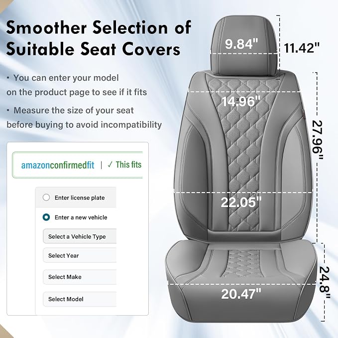 Universal Seat Covers — Front Seat — Gray
