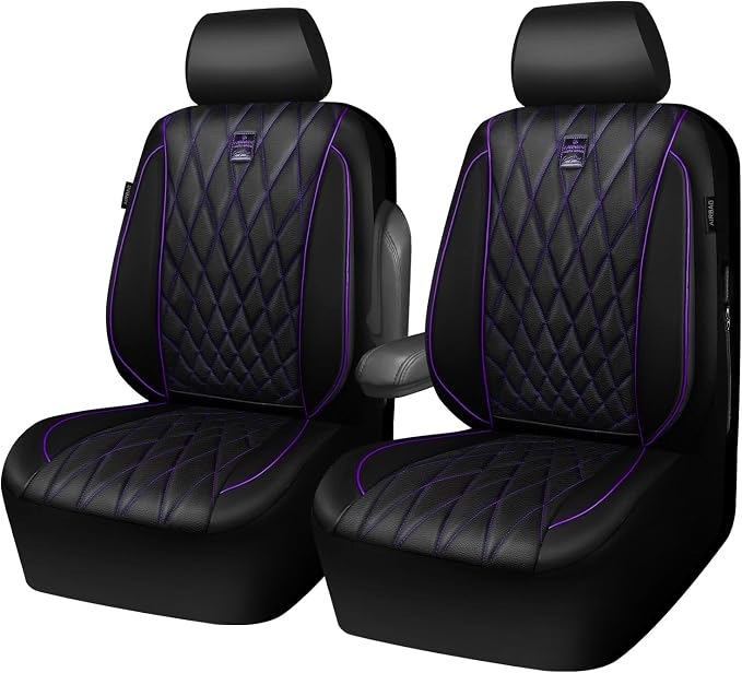Universal Faux Leather Seat Covers — Front Seat — Black / Purple