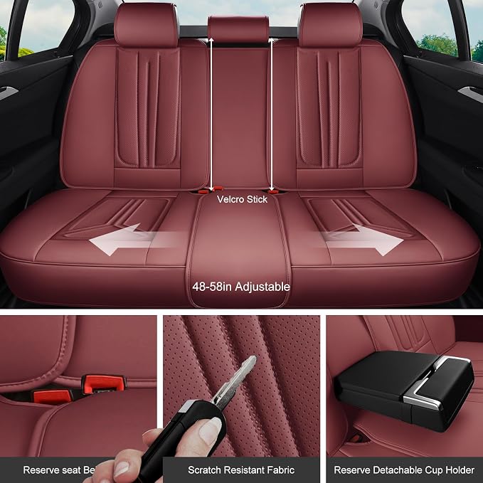 Universal Seat Covers — Full Set — Burgundy / Red