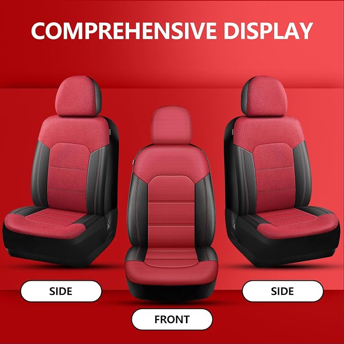Universal Fabric Seat Covers — Front Seat — Black / Red