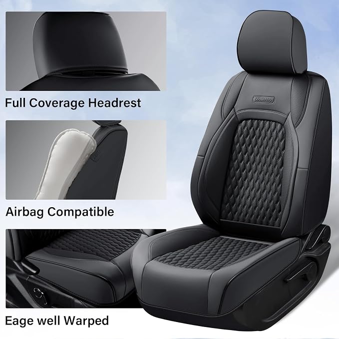 Faux Leather Seat Covers for Chevrolet Silverado / GMC Sierra — Front Seat — Black