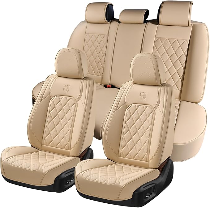 Universal Faux Leather Seat Covers — Full Set — Beige