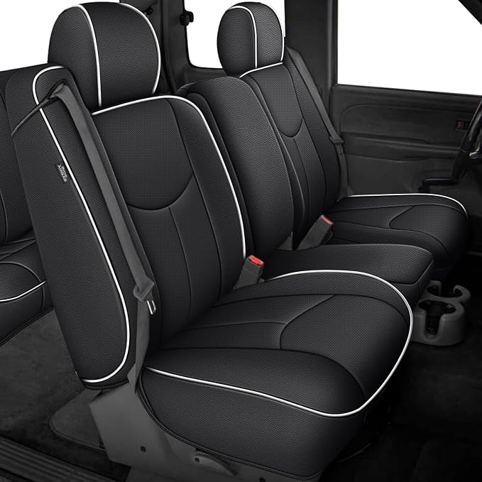 Seat Covers for Chevrolet Silverado / GMC Sierra — Full Set — Black / White