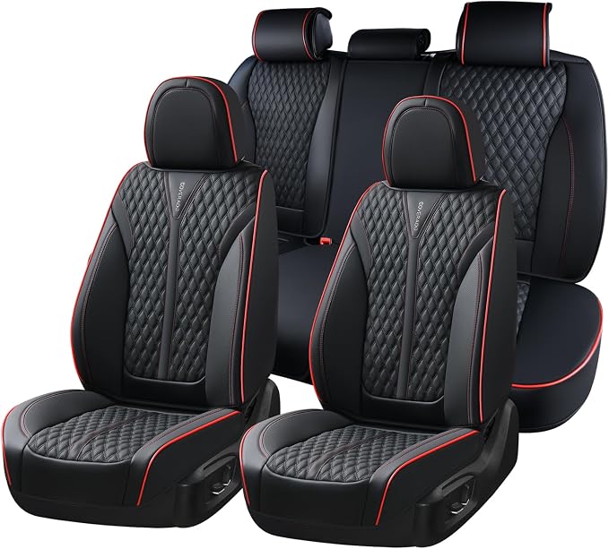 Universal Seat Covers — Full Set — Black / Red