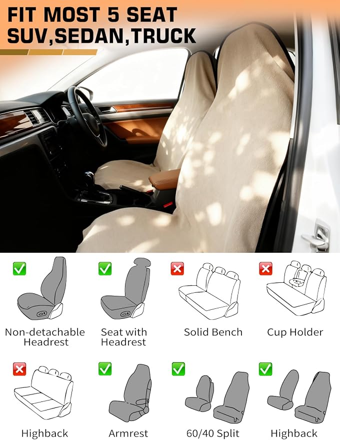 Universal Seat Covers — Front Seat — Beige