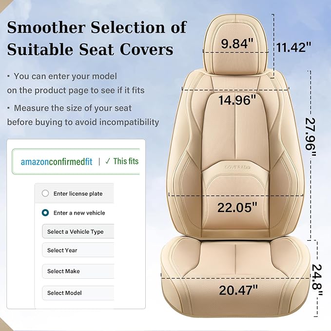Universal Seat Covers — Full Set — Beige