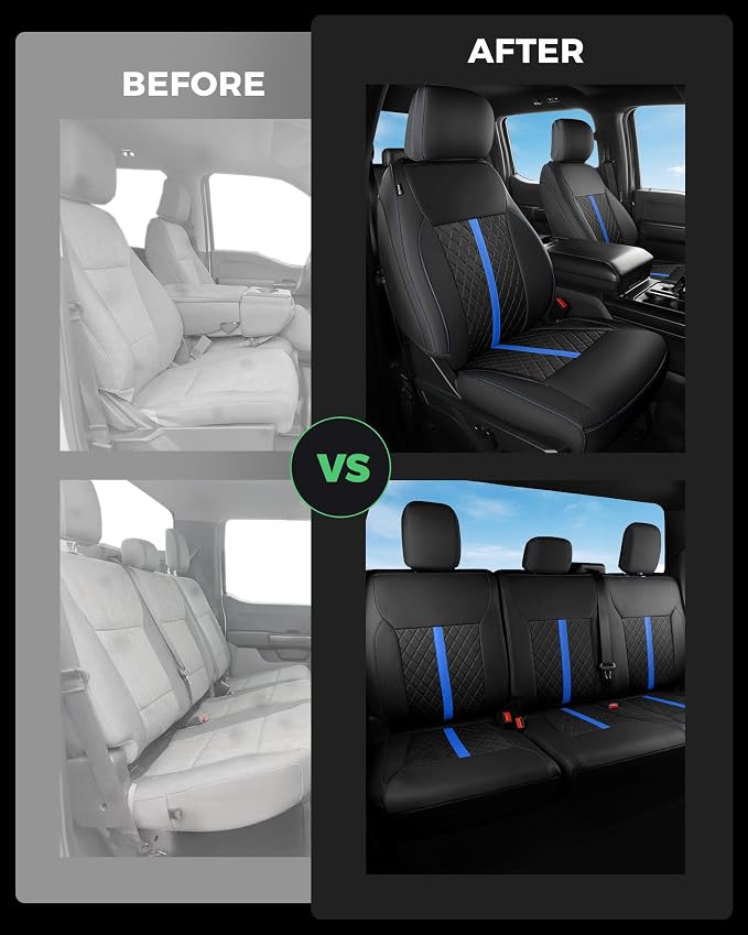 Seat Covers for Multiple Vehicles — Full Set — Black / Blue