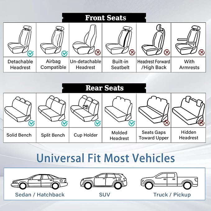Universal Seat Covers — Full Set — Gray