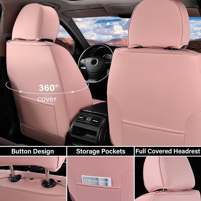 Universal Seat Covers — Full Set — Pink / Gray