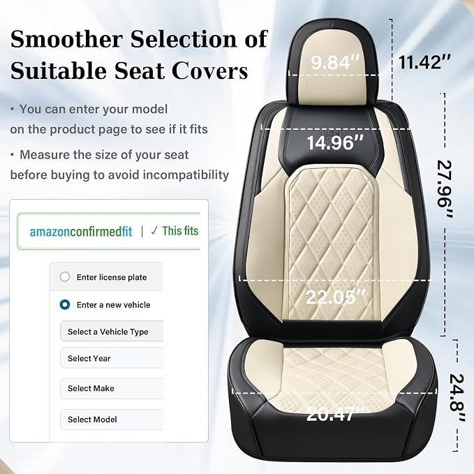 Universal Faux Leather Seat Covers — Front Seat — Black / White