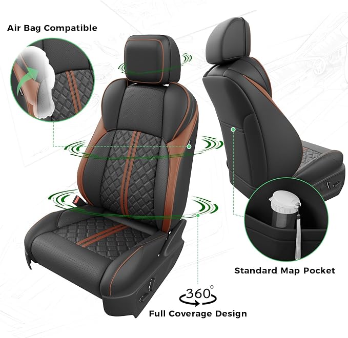 Seat Covers for Toyota Tacoma — Full Set — Black / Brown