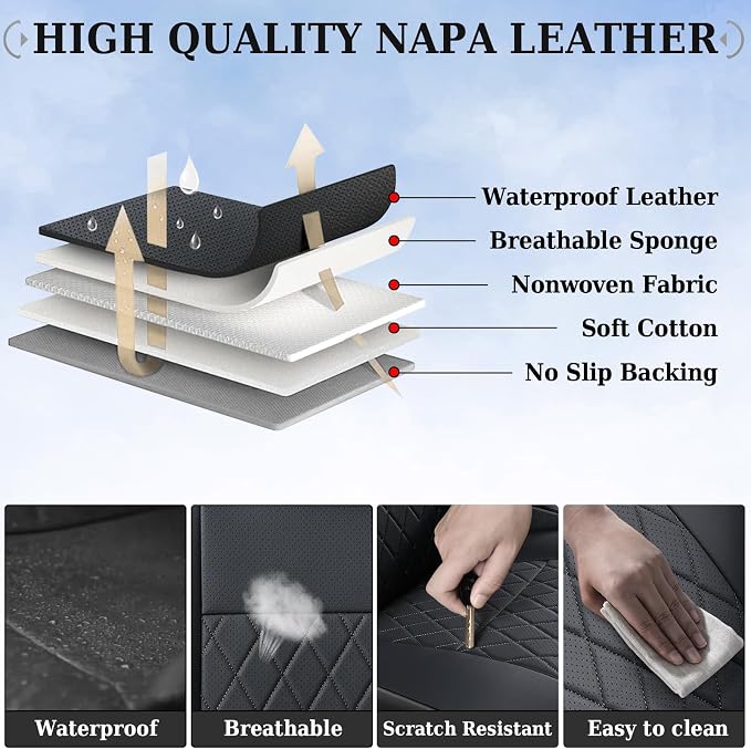 Faux Leather Seat Covers for Toyota Tacoma — Full Set — Black