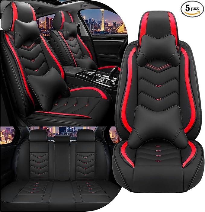 Seat Covers for Honda Civic — Full Set — Black / Red