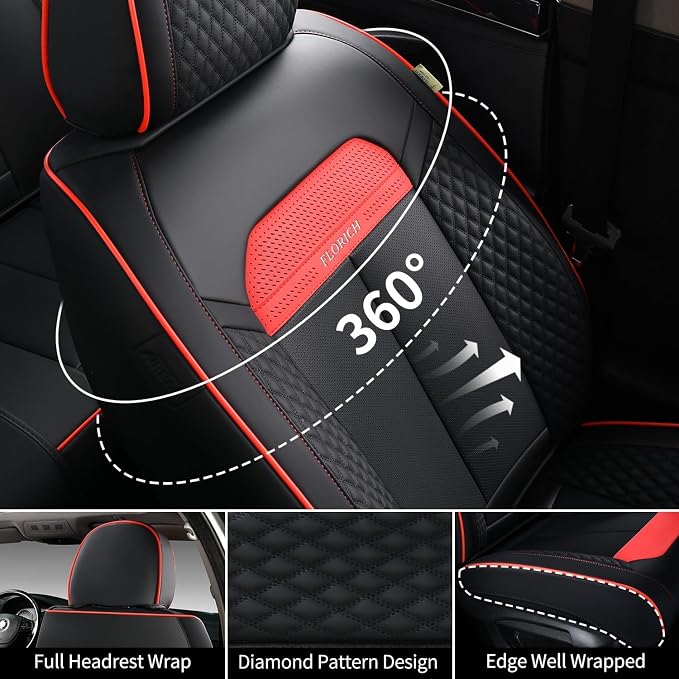 Car Seat Covers — Front Seat — Black / Red