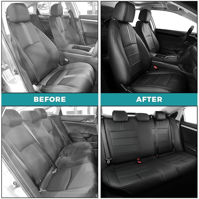 Faux Leather Seat Covers for Honda Civic — Full Set — Black
