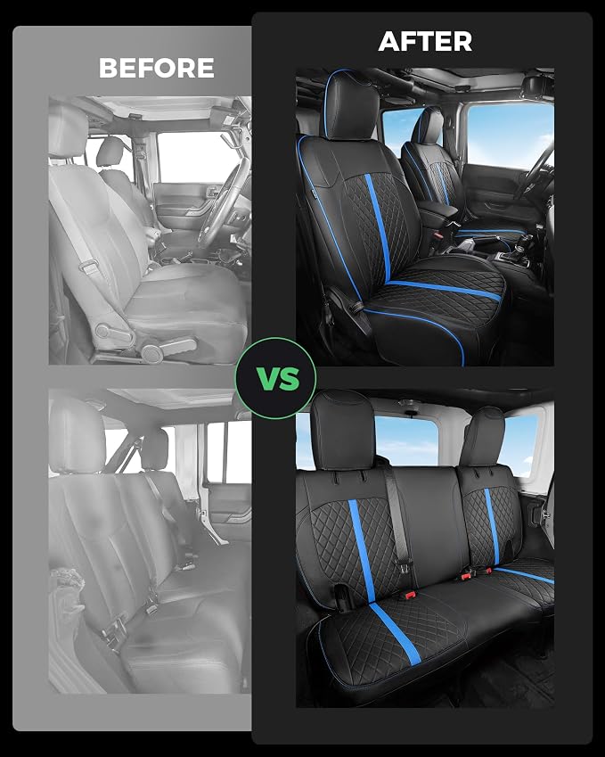 Seat Covers for Jeep Wrangler — Full Set — Black / Blue
