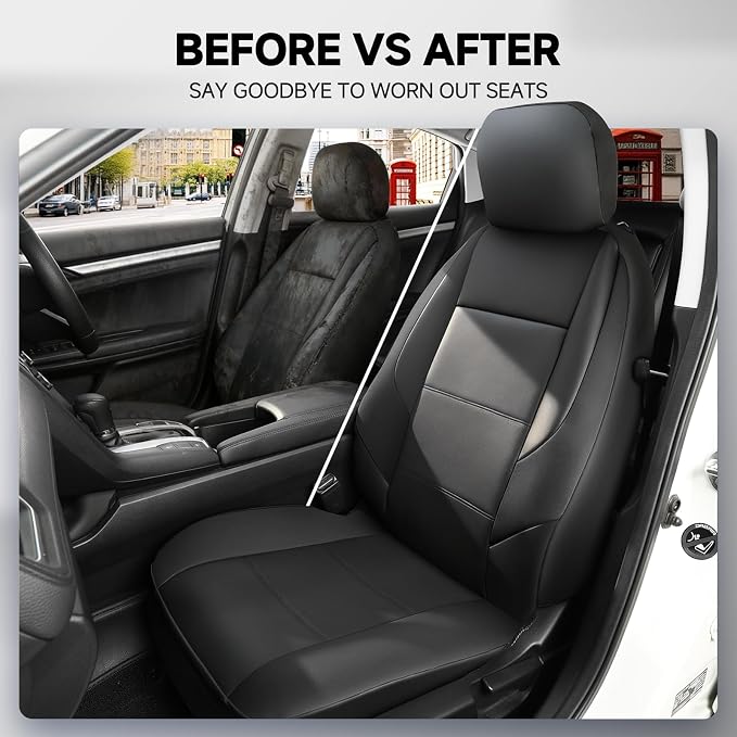 Faux Leather Seat Covers for Multiple Vehicles — Front Seat — Black / Gray