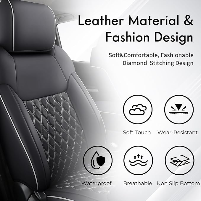 Seat Covers for Toyota Tacoma — Full Set — Black / White