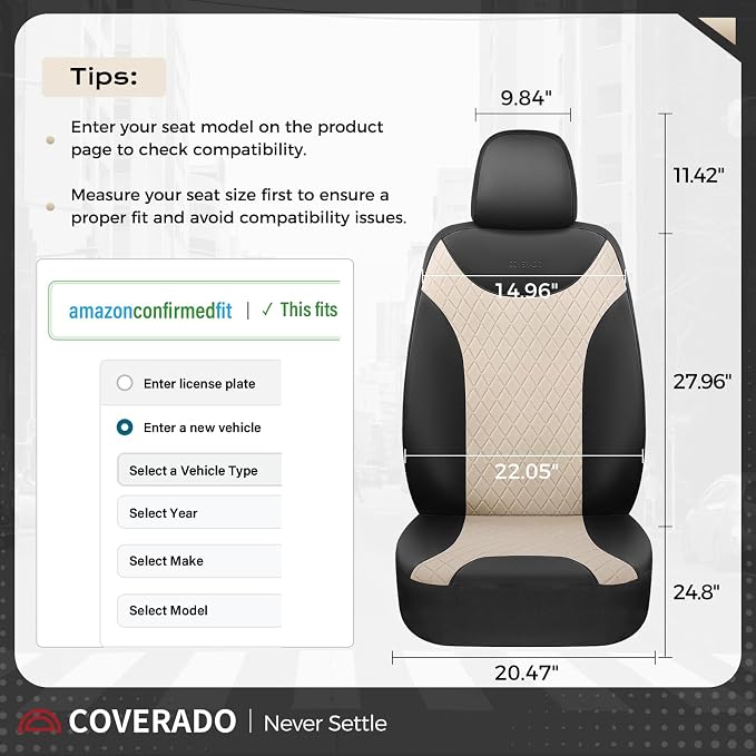 Universal Seat Covers — Front Seat — Black / Beige