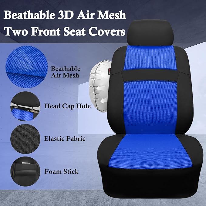 Universal Fabric Seat Covers — Front Seat — Black / Blue
