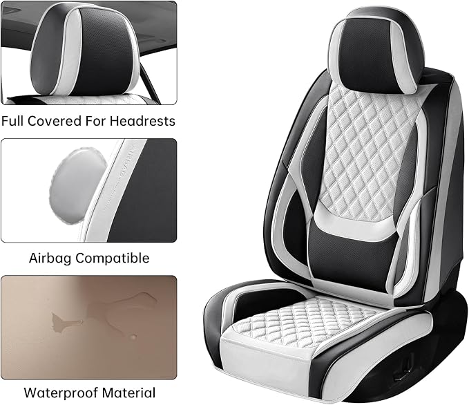 Universal Seat Covers — Full Set — White / Black