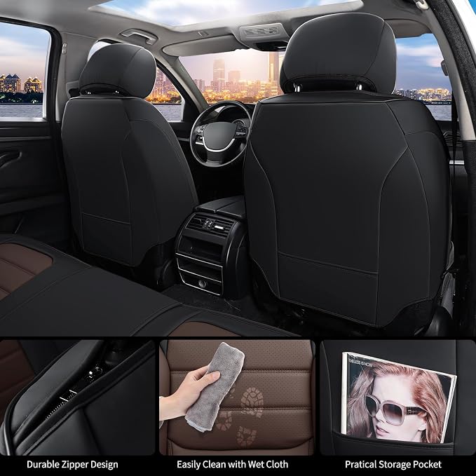 Universal Seat Covers — Front Seat — Black / Brown