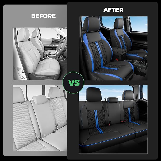 Seat Covers for Toyota Tacoma — Full Set — Black / Blue