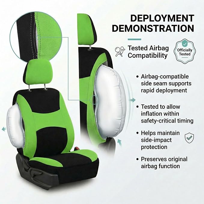 Universal Fabric Seat Covers — Green / Black