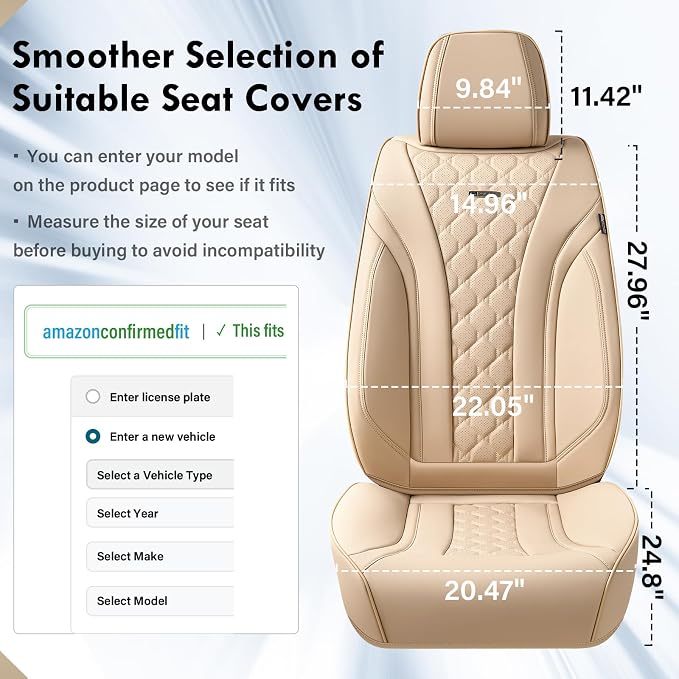 Universal Seat Covers — Front Seat — Beige