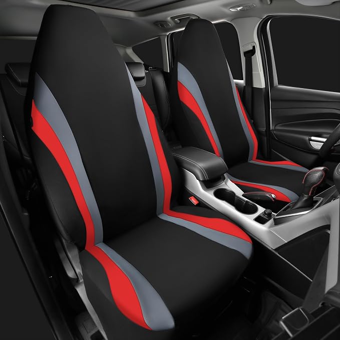 Universal Neoprene Seat Covers — Front Seat — Black / Red