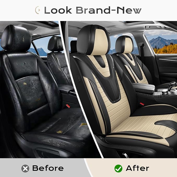 Universal Seat Covers — Front Seat — Black / Beige