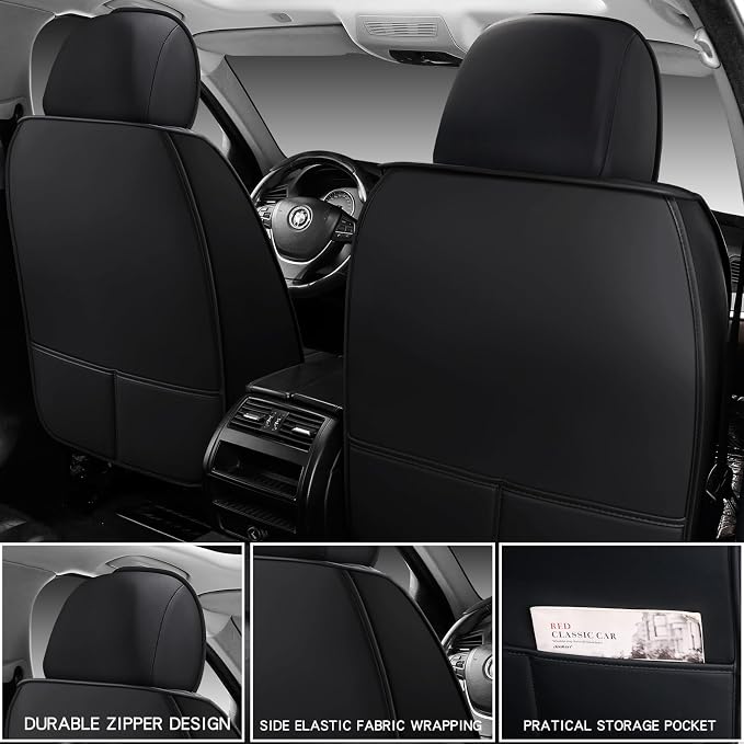 Universal Faux Leather Seat Covers — Full Set — Red