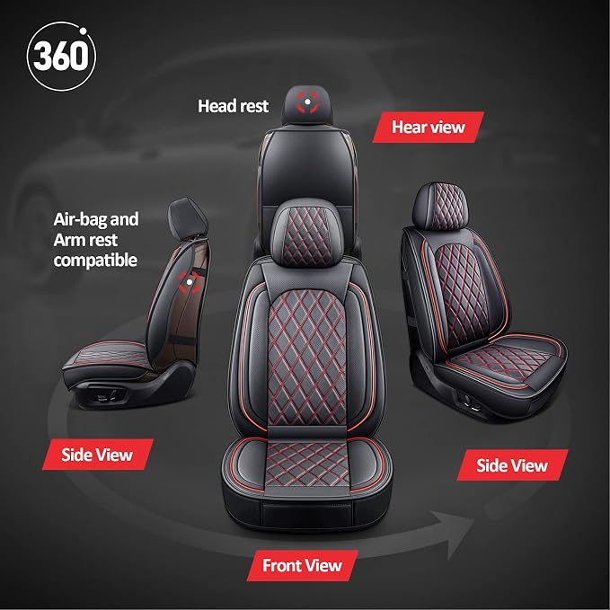 Car Seat Covers — Front Seat — Black / Red