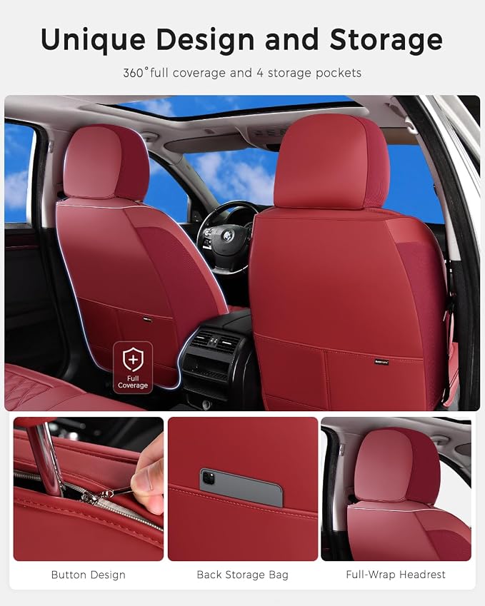 Universal Seat Covers — Full Set — Red