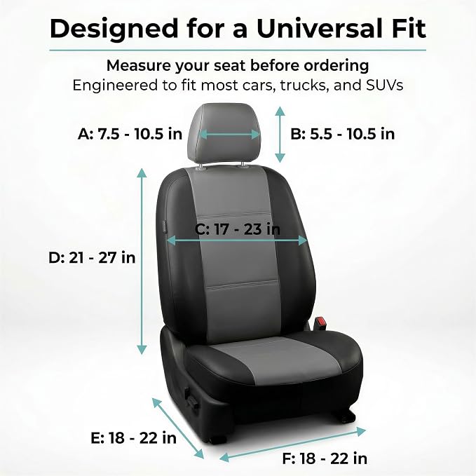 Universal Faux Leather Seat Covers — Front Seat — Black
