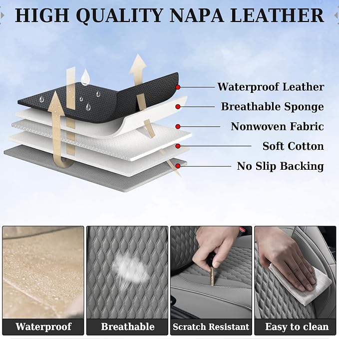 Faux Leather Seat Covers for Chevrolet Silverado / GMC Sierra — Full Set — Gray