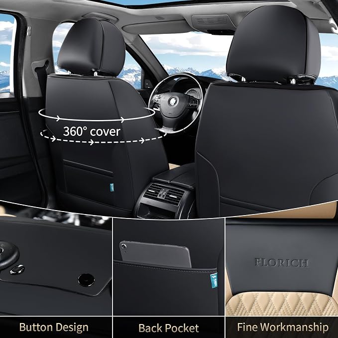 Universal Seat Covers — Full Set — Black / Beige