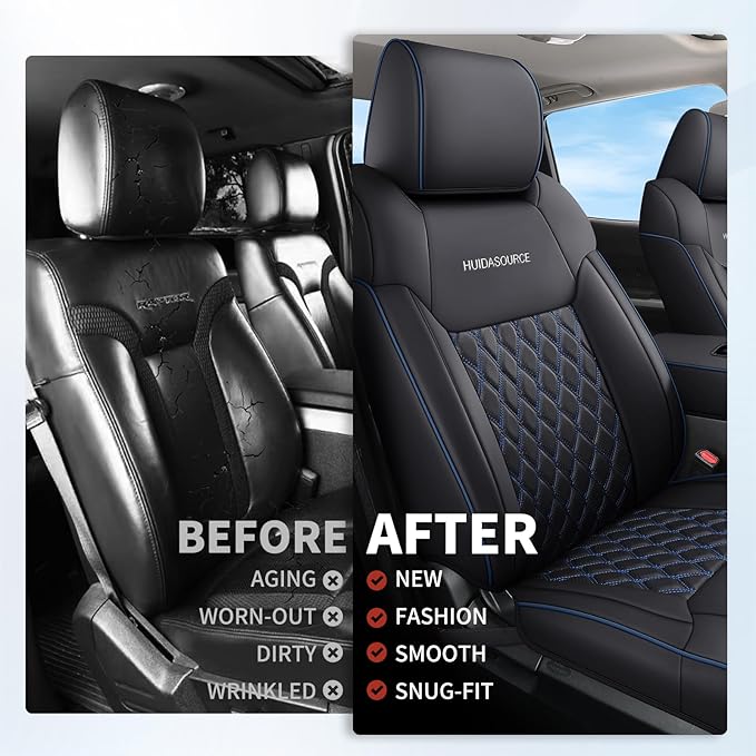 Seat Covers for Multiple Vehicles — Full Set — Black / Blue