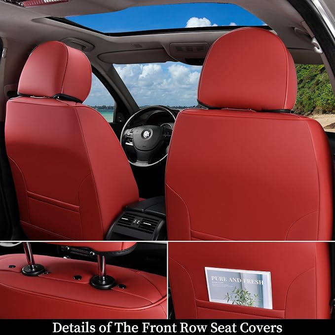 Universal Faux Leather Seat Covers — Full Set — Red