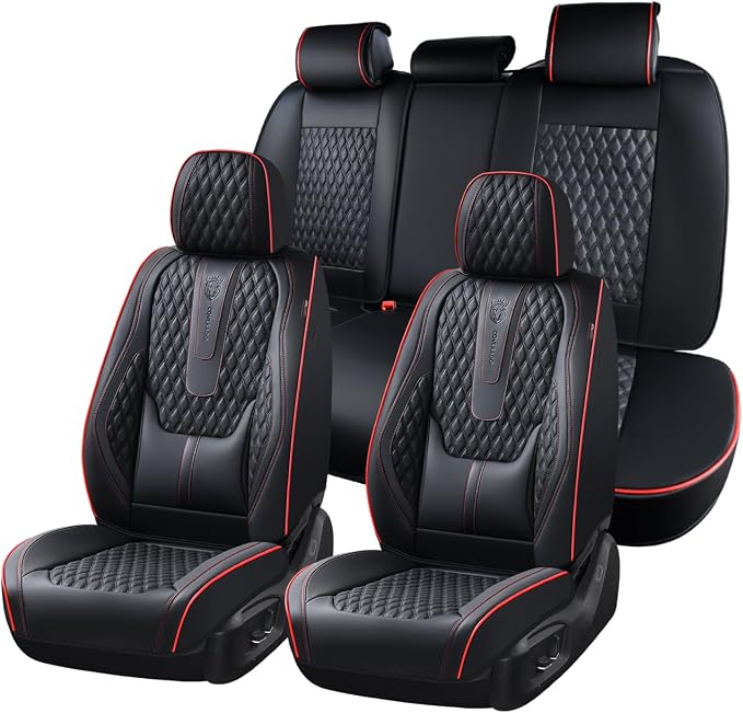 Universal Seat Covers — Full Set — Black / Red