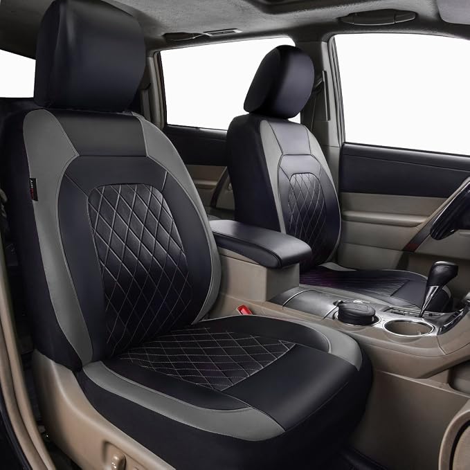 Universal Faux Leather Seat Covers — Full Set — Black / Gray