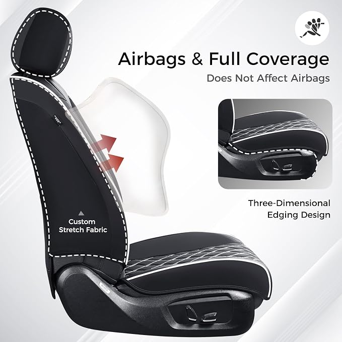 Universal Seat Covers — Full Set — Black / White