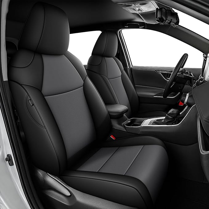 Faux Leather Seat Covers for Toyota RAV4 — Full Set — Black / Gray